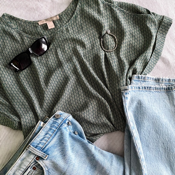 Forever 21 Tops - Sage Green Patterned Chiffon Blouse